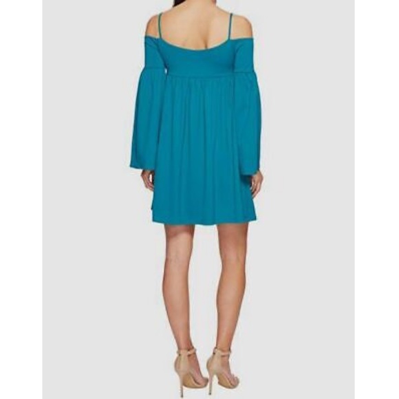 Susana Monaco Women Square Neck Bell Sleeves Straight Hem Dress Size L - Picture 2 of 9